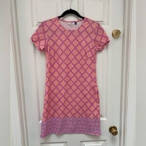 Cabana Life Provence Pink & Purple Short Sleeve Shift Dress w pockets - XS
